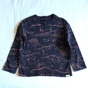 babyGap navy blue dino print cotton long sleeve pocket shirt 4T toddler boys